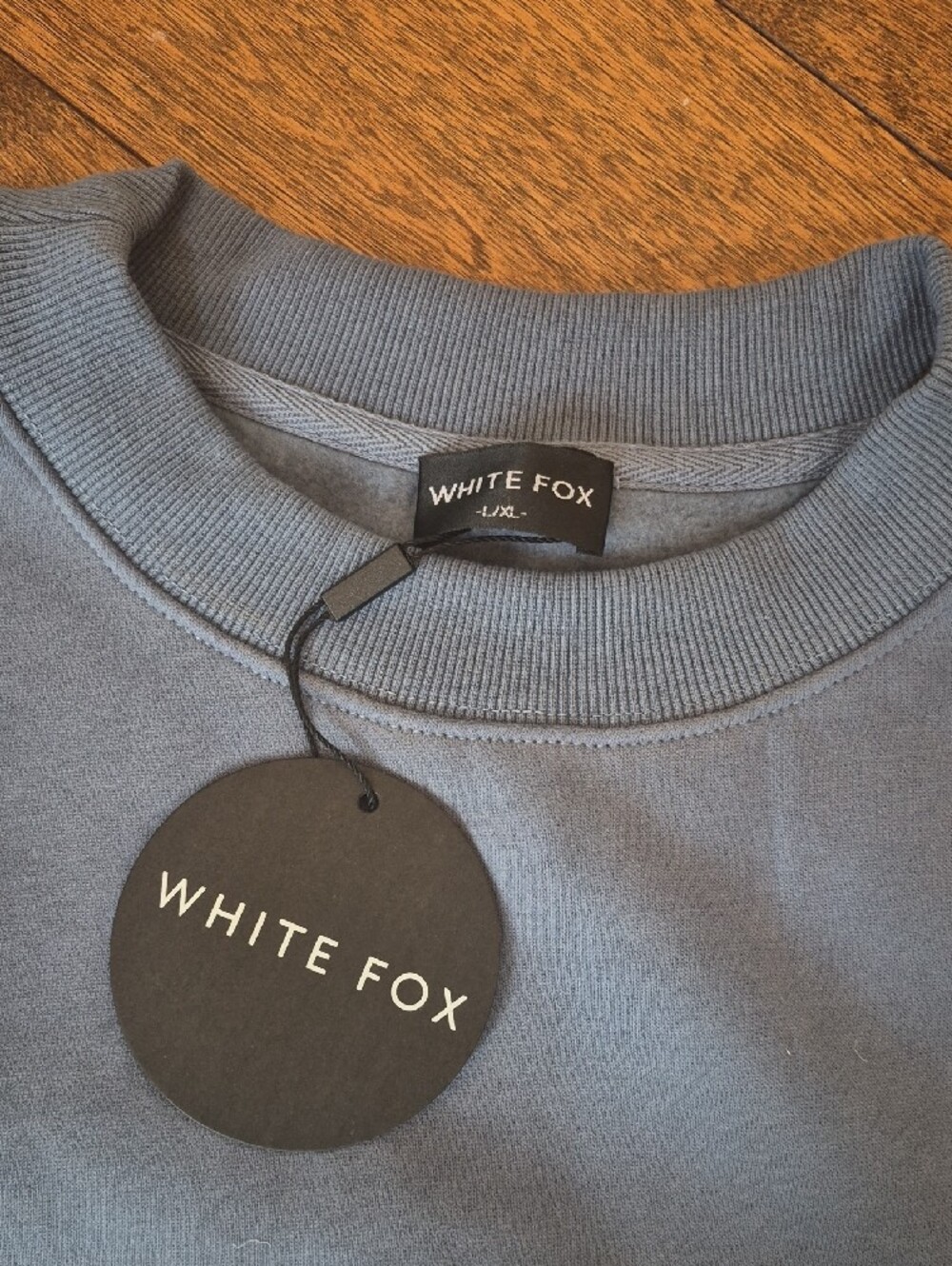 White Fox Boutique Dusty Blue Logo Crewneck Sweatshirt - Picture 3 of 4